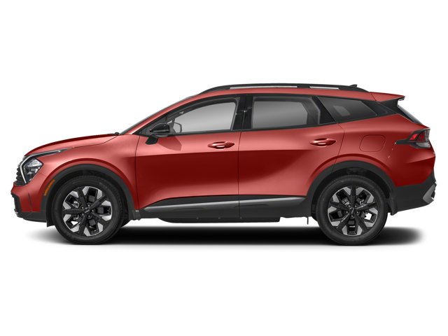 left profile of a red 2024 kia sportage plug-in hybrid