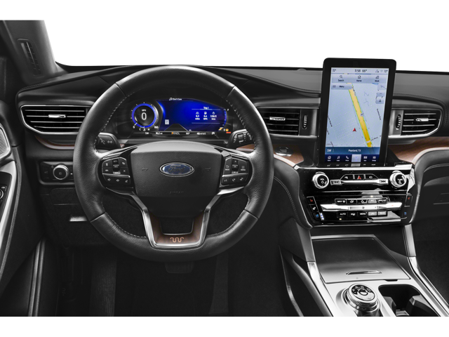 Driver's dash on the Explorer with GPS navigation and driver information system