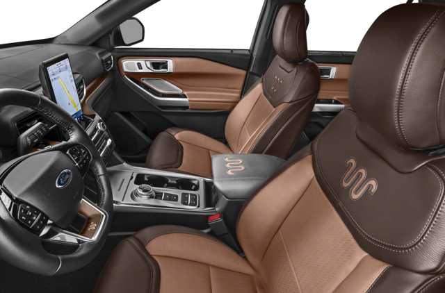 The luxurious Explorer cabin with leather seating and Ford Sync infotainment system