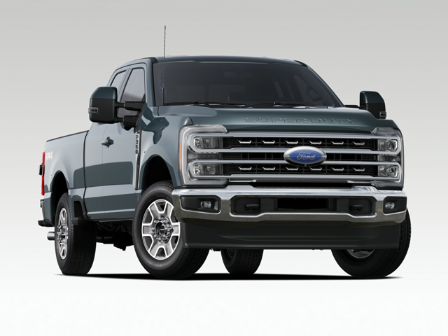 An all-new Carbonized Grey Metallic 2024 Ford F-350SD with a white backdrop. - Jack Madden Ford Dealership Norwood, MA
